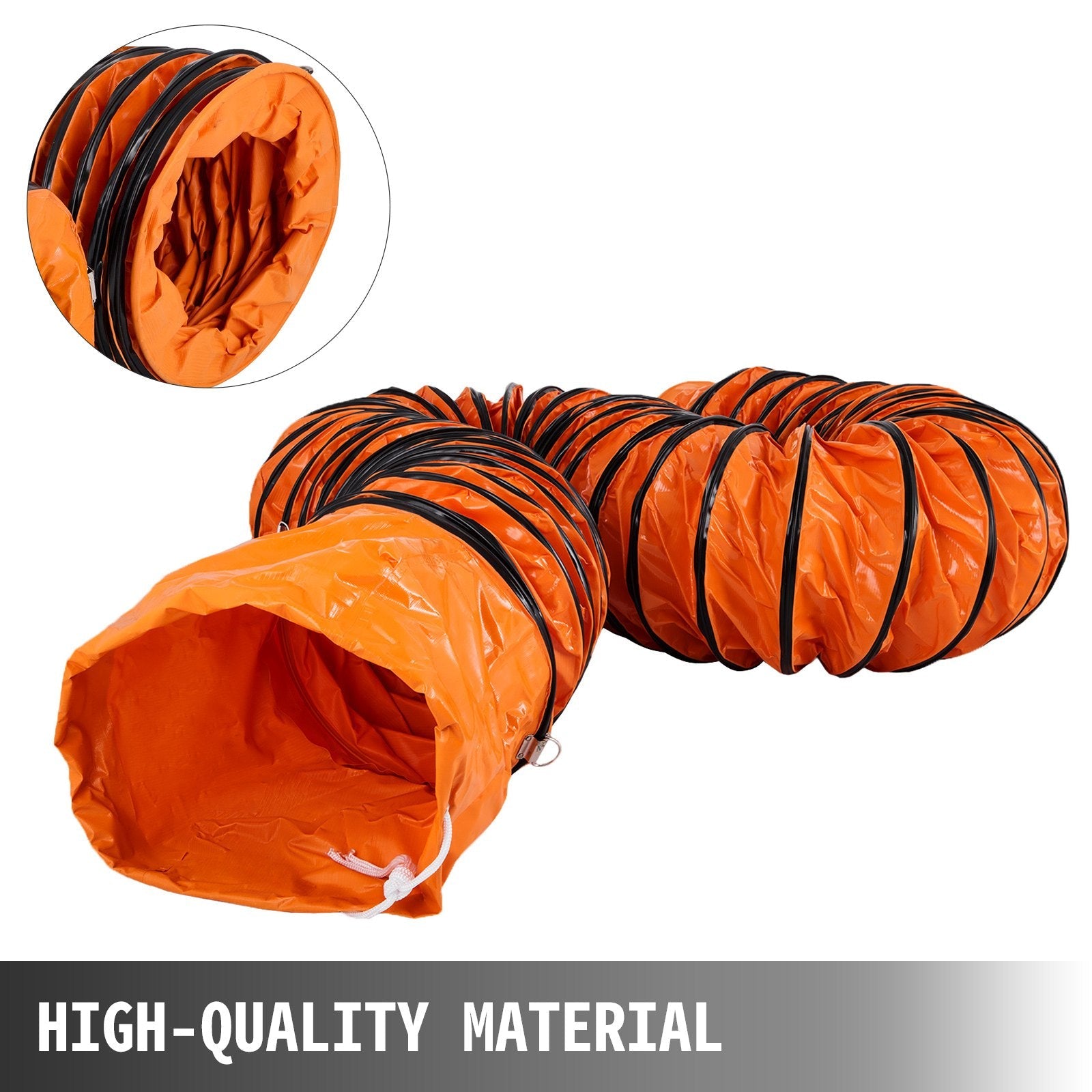 VEVOR PVC Flexible Ducting, 32 ft / 10 m, Strong Vinyl Material PVC Flexible Duct Hosing, Fit 10 Inch / 250 mm Diameter Portable Ventilation Fan Exhaust Fan, Orange (32FT/10m-10inch/250mm)
