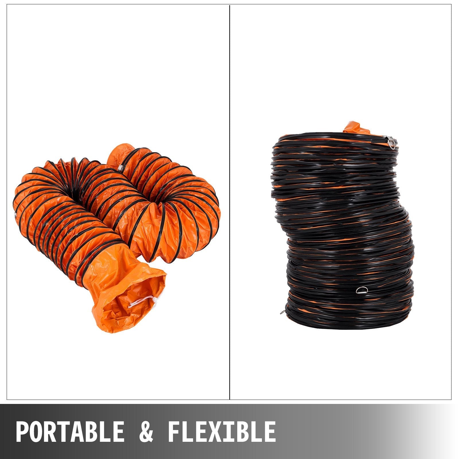 VEVOR PVC Flexible Ducting, 32 ft / 10 m, Strong Vinyl Material PVC Flexible Duct Hosing, Fit 10 Inch / 250 mm Diameter Portable Ventilation Fan Exhaust Fan, Orange (32FT/10m-10inch/250mm)