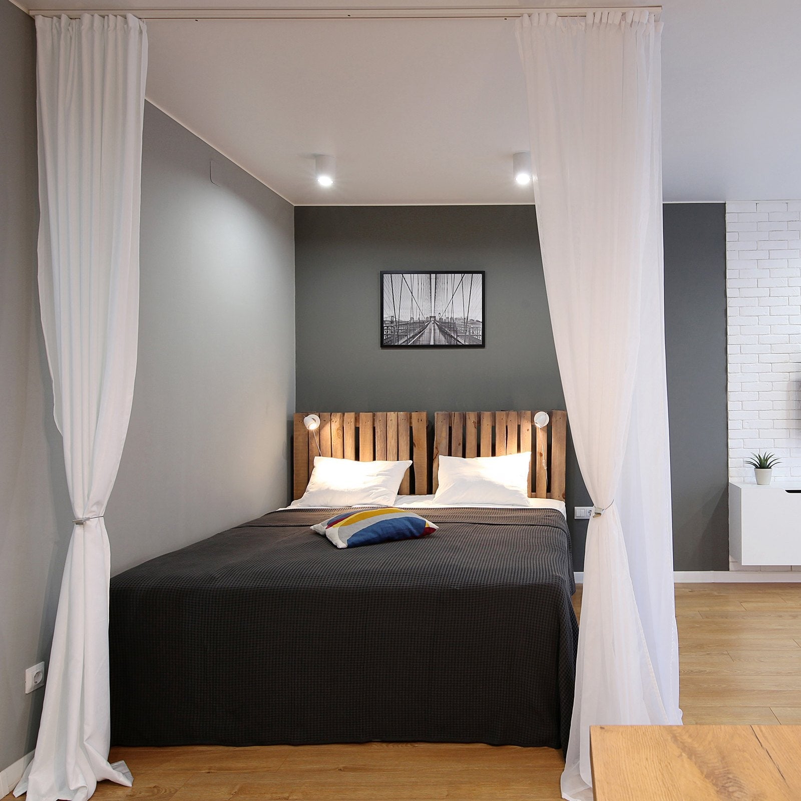 VEVOR Ceiling Curtain Track Set 9.9 FT/3 Meter Self Adhesive Room Divider White