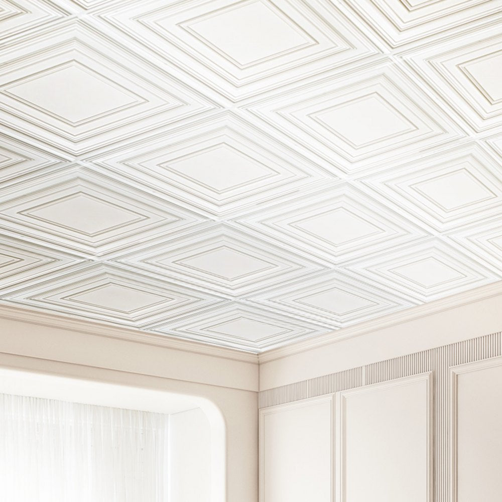VEVOR Ceiling Tiles 12-Pack 24 x 24 in PVC Easy Installation White Peg Pattern