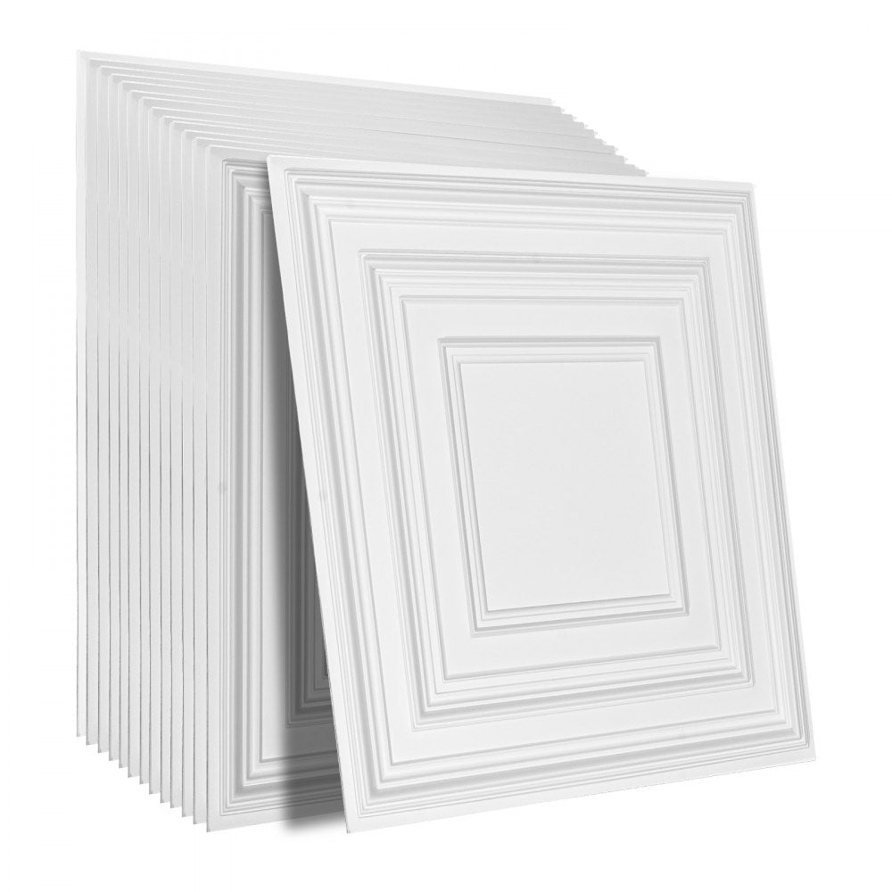 VEVOR Ceiling Tiles 12-Pack 24 x 24 in PVC Easy Installation White Peg Pattern