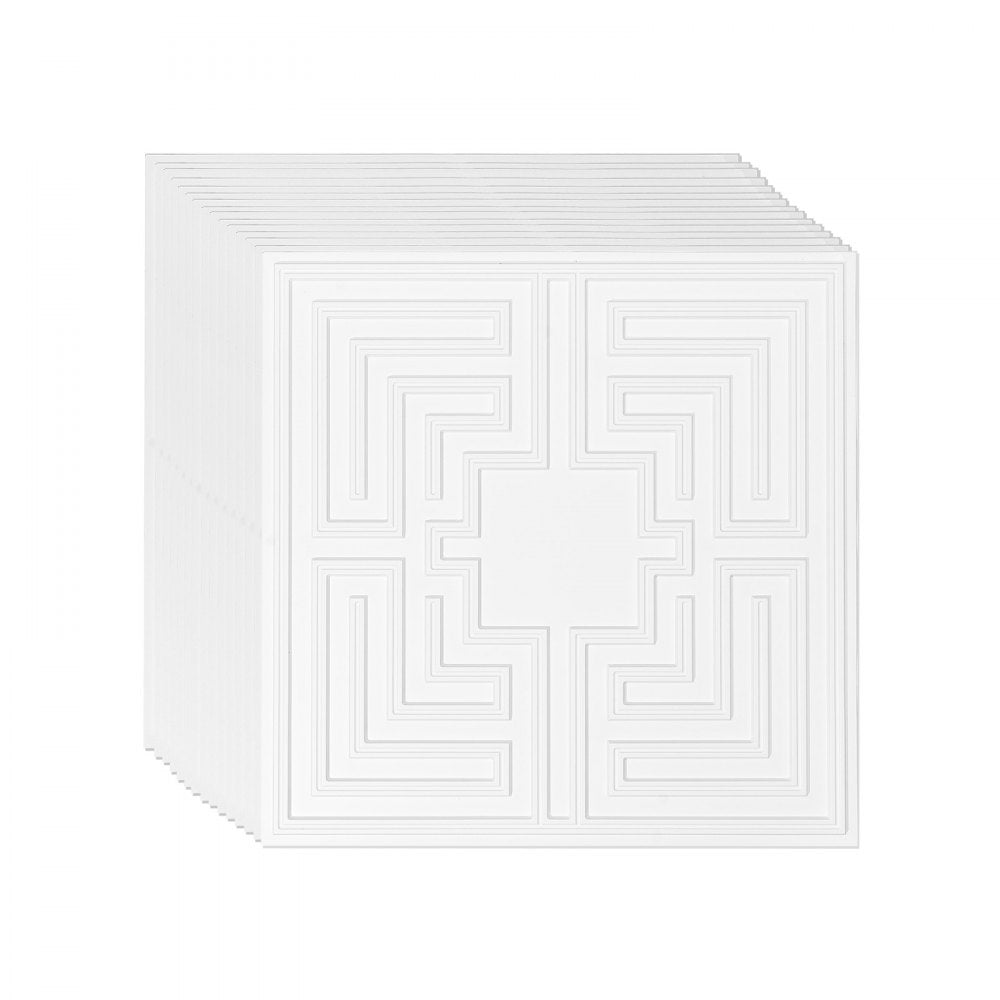 VEVOR Ceiling Tiles 12-Pack 24 x 24 in PVC Easy Installation White Echo Pattern