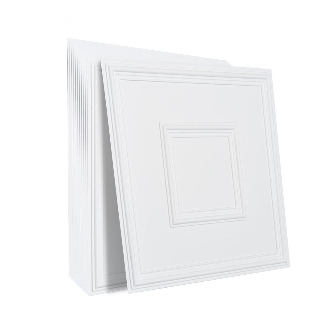 VEVOR Ceiling Tiles 12-Pack 24 x 24 in PVC Easy Installation White Geometric