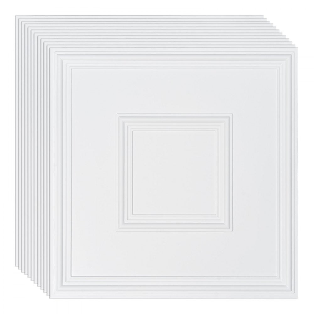 VEVOR Ceiling Tiles 12-Pack 24 x 24 in PVC Easy Installation White Geometric