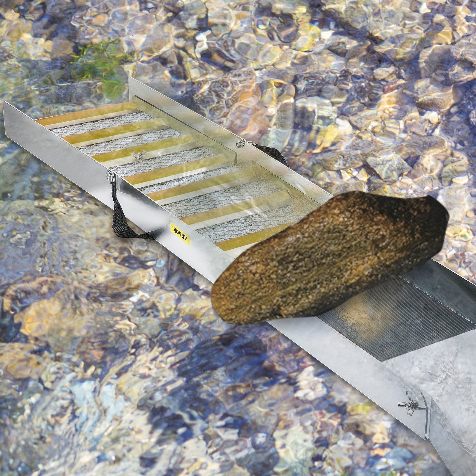 VEVOR Folding Aluminum Alloy Sluice Box, Compact 50" Sluice Boxes for Gold, Lightweight Gold Sluice Equipment, Portable Sluice Boxes w/ Miner's Moss, River, Creek, Gold Panning, Prospecting, Dredging