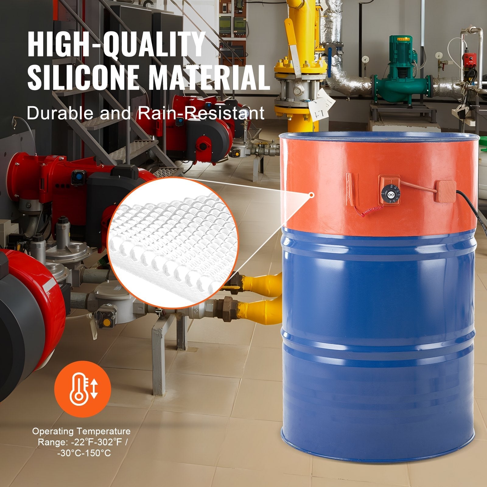 VEVOR 55 Gallon Metal Drum Heater 1200 Watt 10 inch Width, 86-302? Adjustable