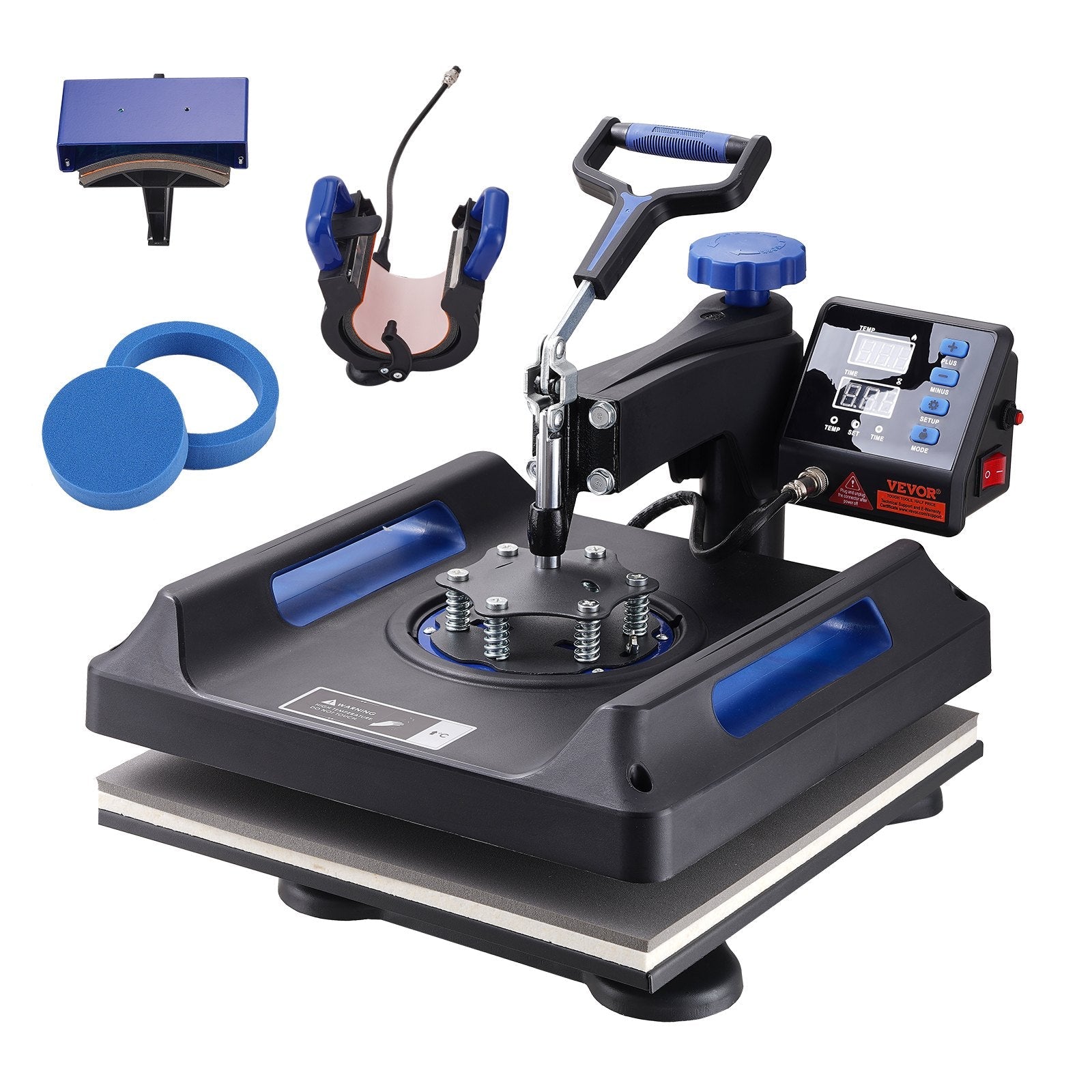 VEVOR Heat Press, 15x15inches Heat Press Machine 5 in 1, Anti-Scald Fast-Heating, Swing Away Digital Control Multifunctional Heat Press, Sublimation Combo for T-shirts Hats Caps Mugs Plates