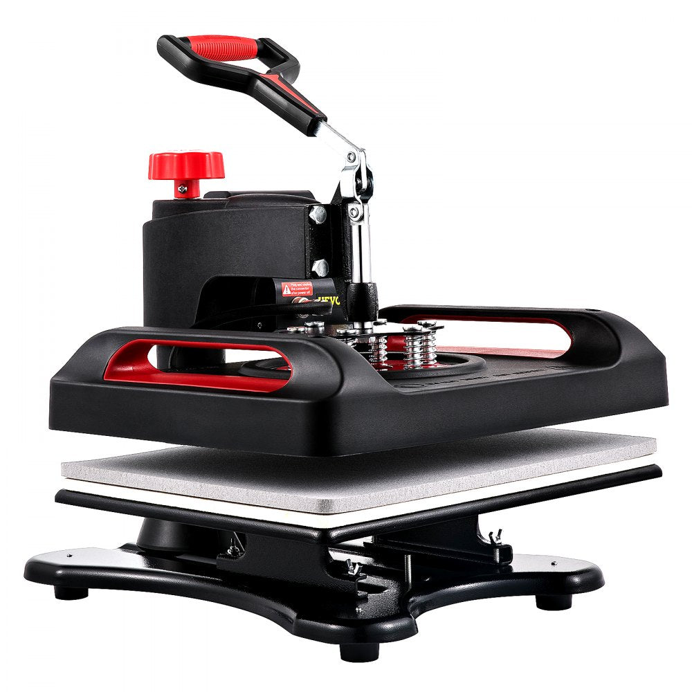 VEVOR Heat Press 15x15, Upgraded Heat Press Machine 5 in 1, Anti-Scald, Fast-Heating, Swing Away Digital Control Multifunction Heat Press for Sublimation Combo for T-Shirt Hat Cap Mug Plate, Red