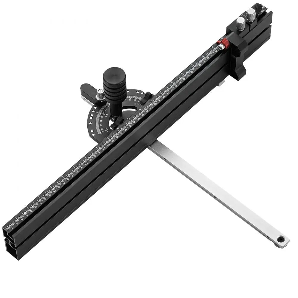 VEVOR Precision Miter Gauge, Standard Slot 3/4'' x 3/8'', Aluminum Alloy Table Saw Miter Gauge with 24 in Grating 15 Angle Stops Adjustable Spring Loaded Plunger and Removable Disc, for Woodworking