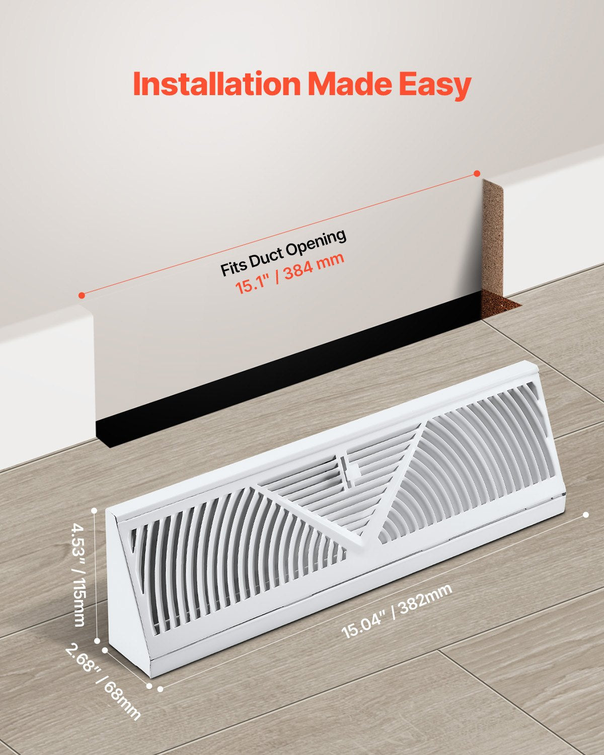 VEVOR Floor Registers 15-Inch 10-Pack Floor Vents for HVAC Baseboard Vents White