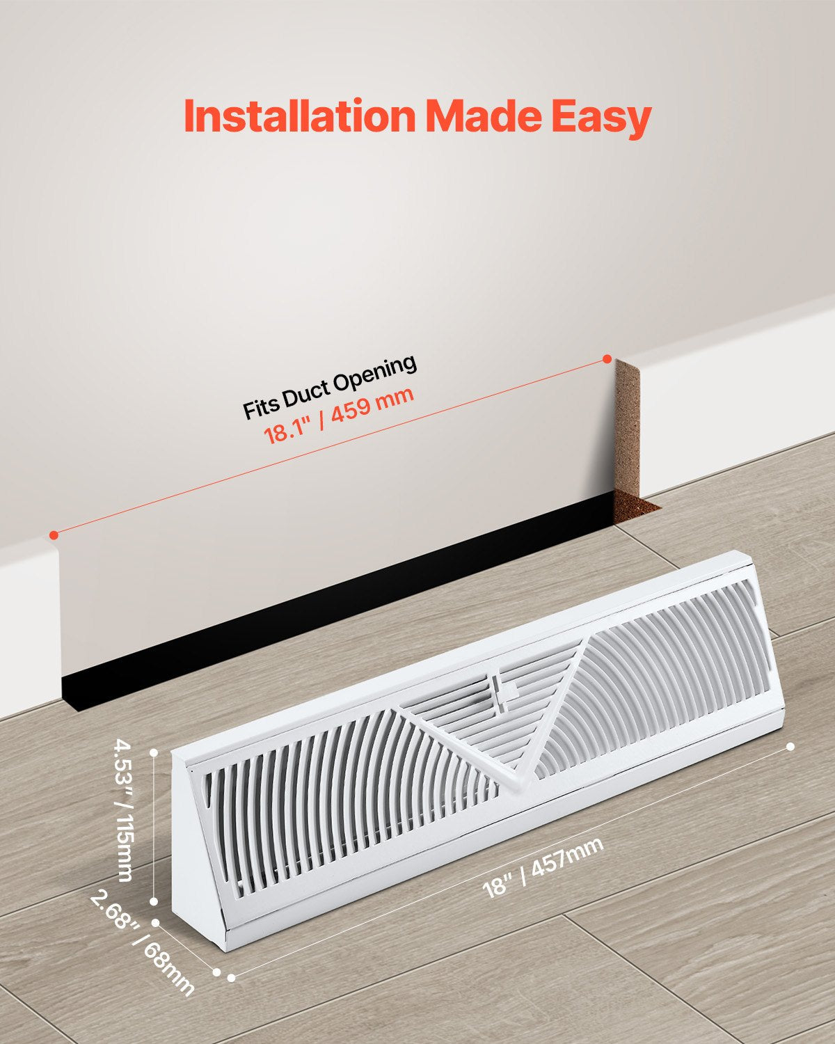 VEVOR Floor Registers 18-Inch 10-Pack Floor Vents for HVAC Baseboard Vents White