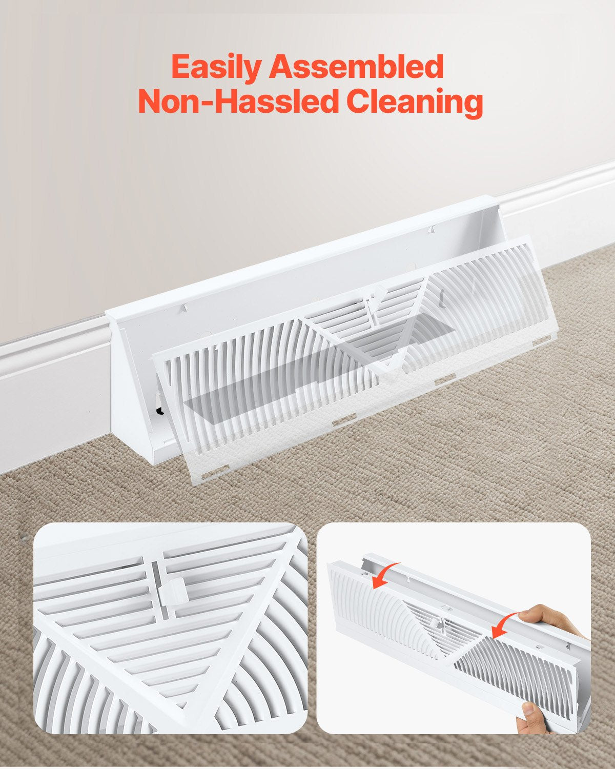 VEVOR Floor Registers 18-Inch 10-Pack Floor Vents for HVAC Baseboard Vents White