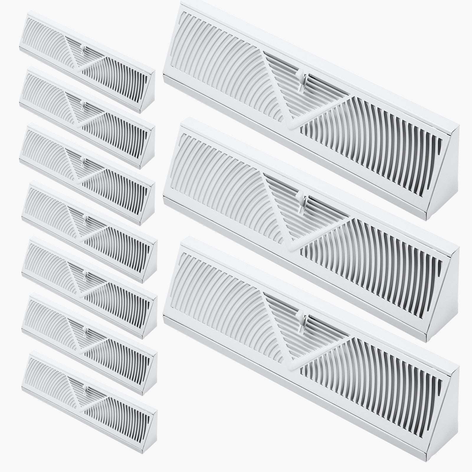 VEVOR Floor Registers 18-Inch 10-Pack Floor Vents for HVAC Baseboard Vents White