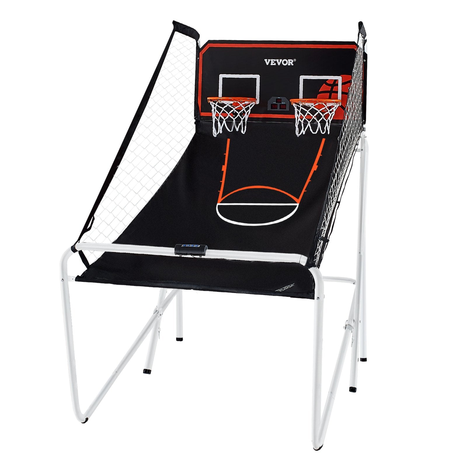 VEVOR Foldable Basketball Arcade Game, 2 Player Indoor Basketball Game, Home Dual Shot Sport with 4 Balls, 8 Game Modes, Electronic Scoreboard, and Inflation Pump, for Kids, Adults (Black & White)