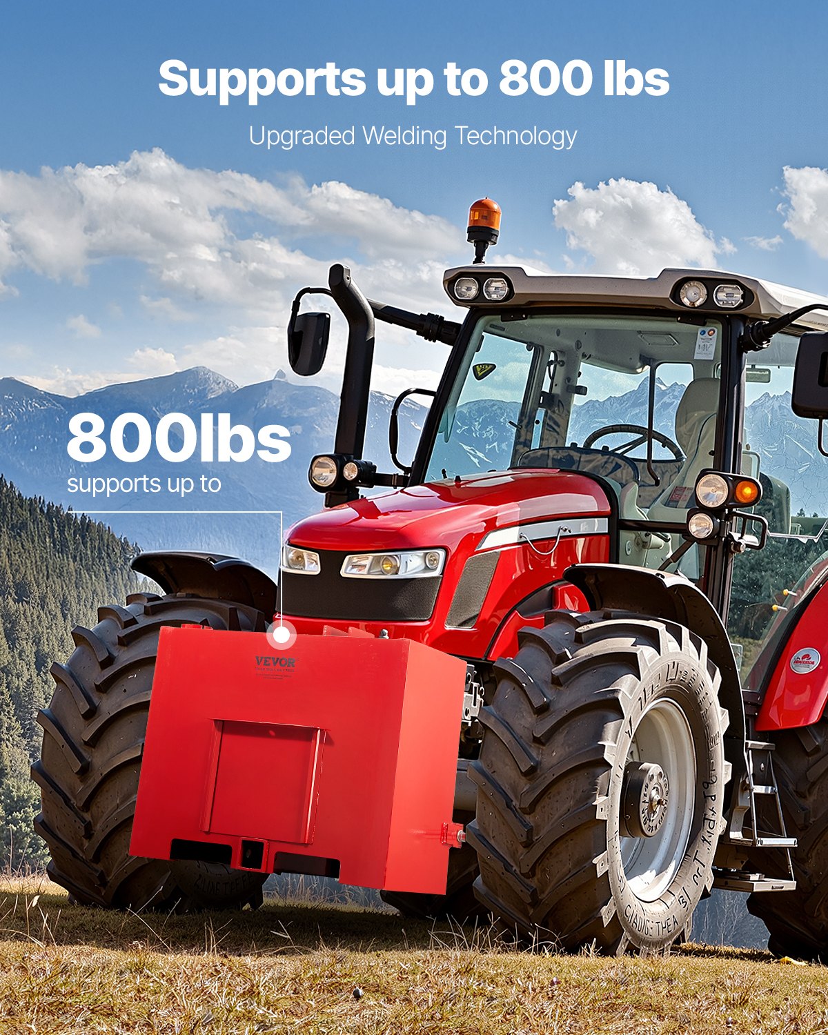 VEVOR Ballast Box 3 Point Category 1 Tractor Quick Tach Hitch Counterweight Red