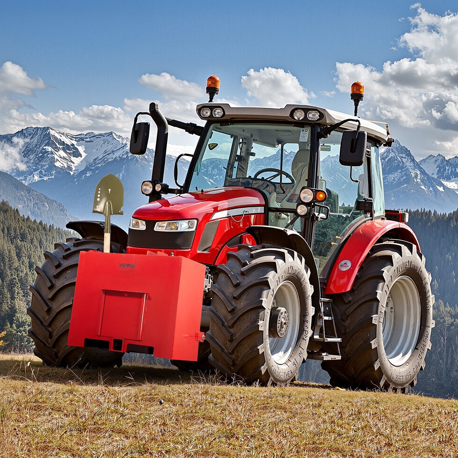 VEVOR Ballast Box 3 Point Category 1 Tractor Quick Tach Hitch Counterweight Red