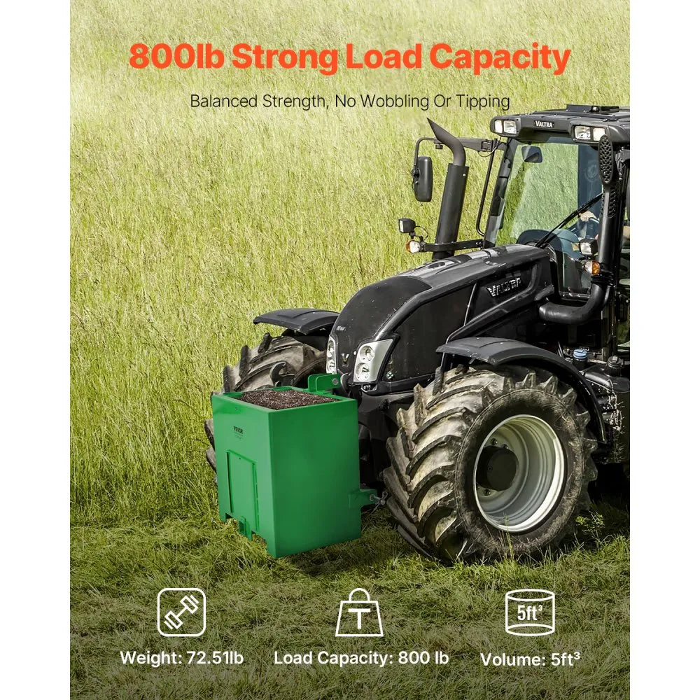 Vevor Tractor Ballast Box – 800 lb Capacity | Category 1 | Sliding Door | Heavy-Duty Steel
