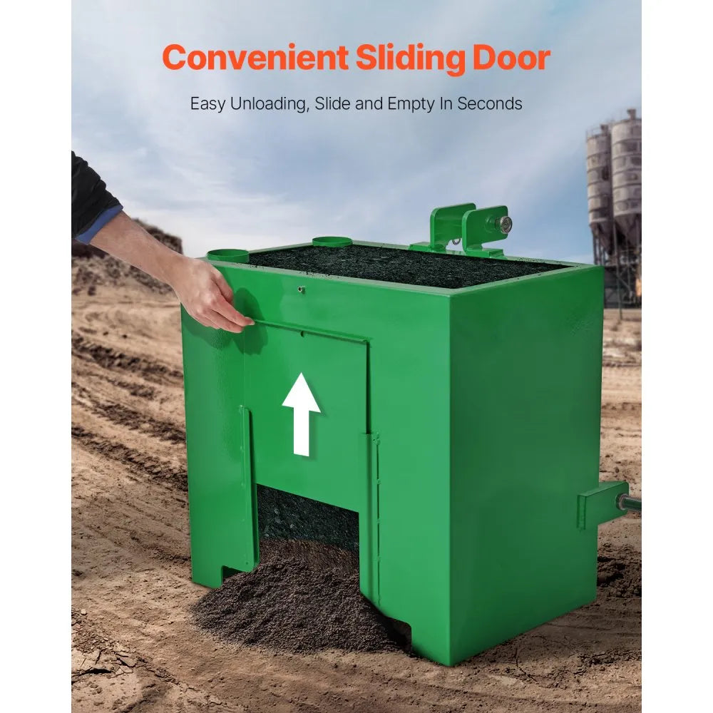 Vevor Tractor Ballast Box – 800 lb Capacity | Category 1 | Sliding Door | Heavy-Duty Steel