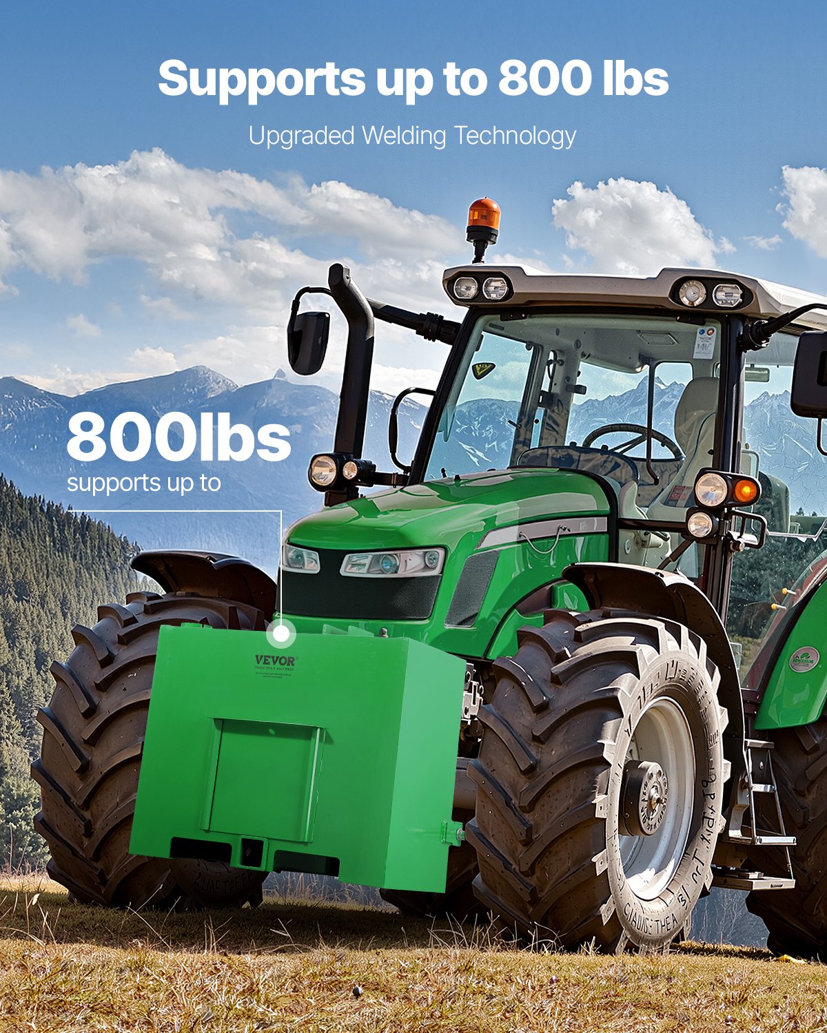 VEVOR Ballast Box 3 Point Category 1 Tractor Easy Tach Hitch Counterweight Green