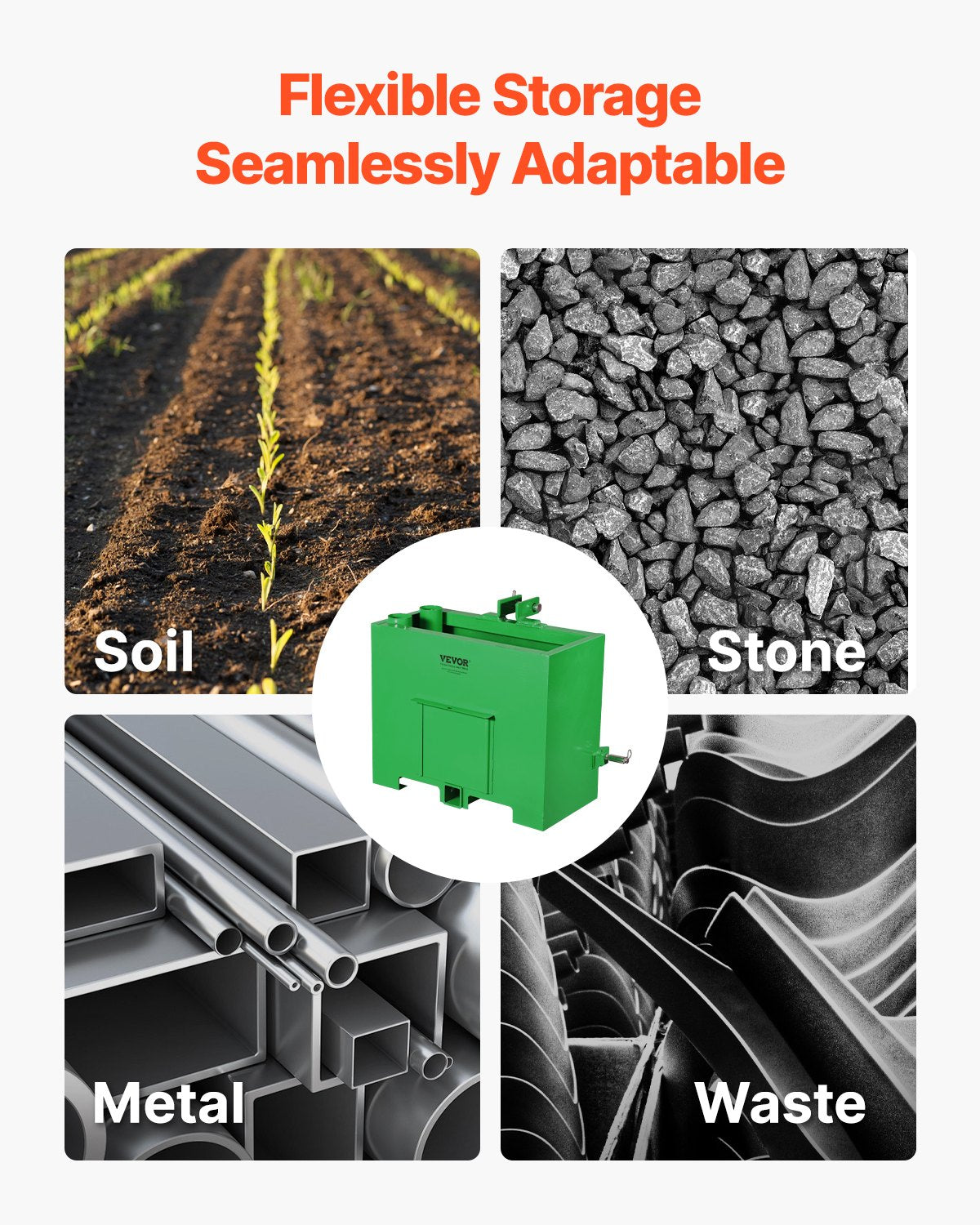 VEVOR Ballast Box 3 Point Category 1 Tractor Easy Tach Hitch Counterweight Green