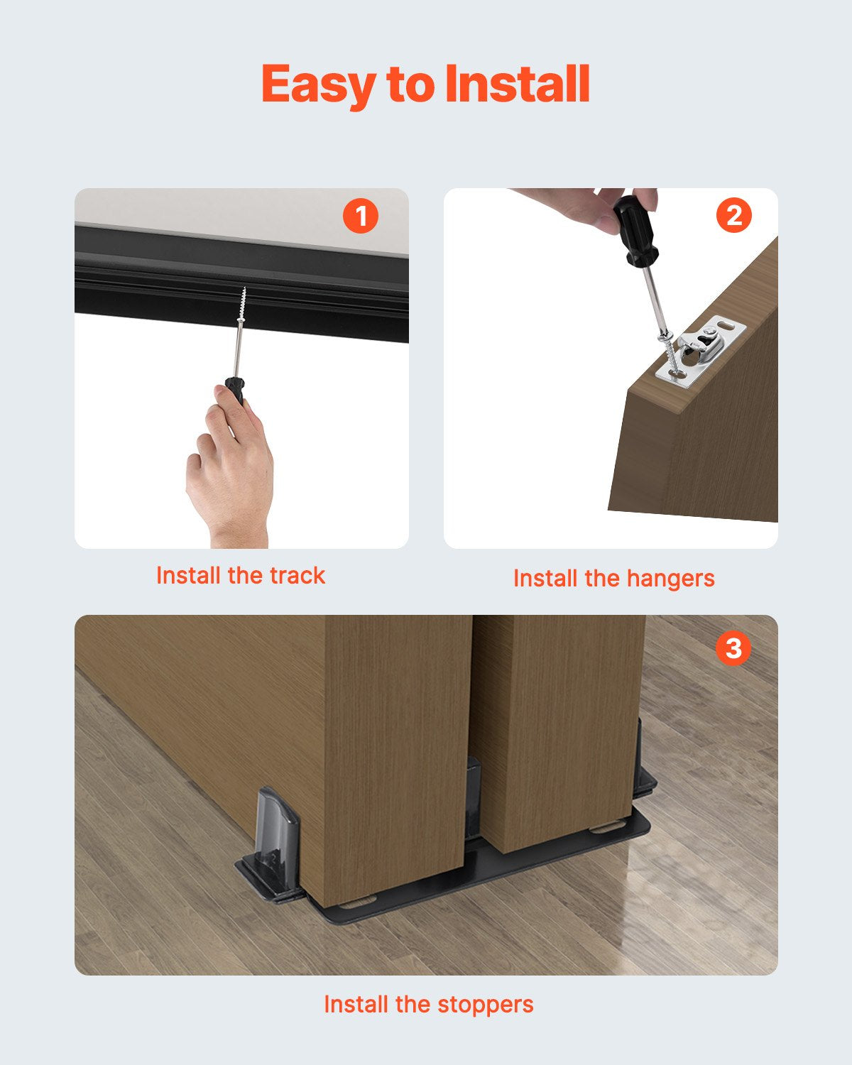 VEVOR Bypass Door Hardware 8ft Bypass Closet Door Track Kit for 2 Door System