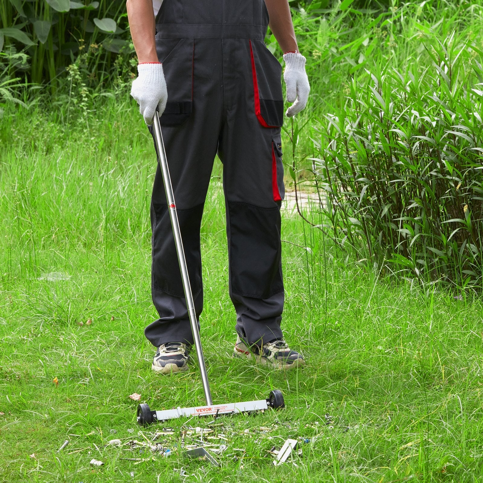 VEVOR Magnetic Sweeper with Wheels 15inch Mini 8 lbs Capacity Adjustable Handle