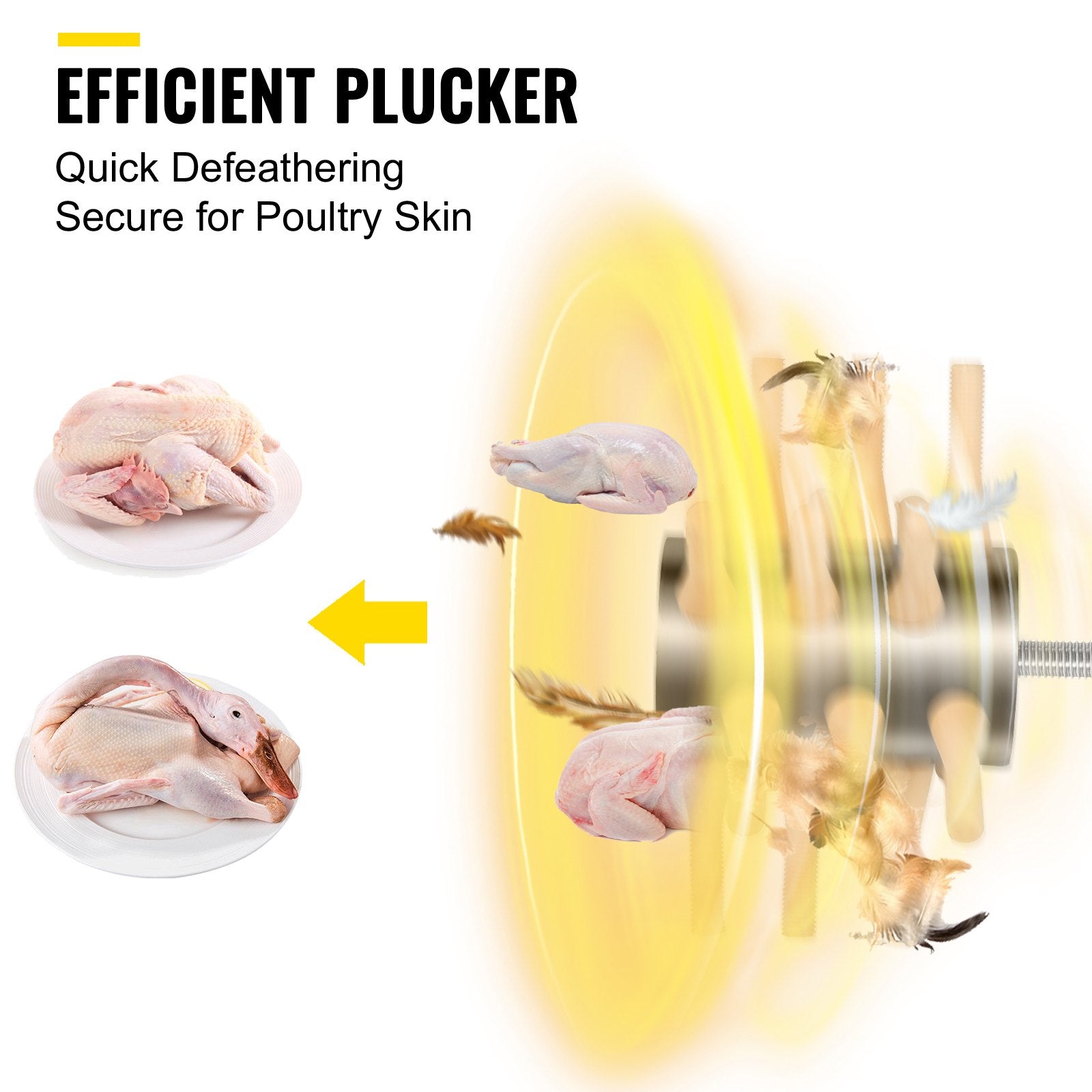 VEVOR Chicken Plucker Drill Attachment, Stainless Steel Drill Chicken Plucker, 18 Fingers Chicken Feather Plucker Machine, 0.4 Inches Shank Poultry Defeathering Machine For Small Chicken Quail Pigeon
