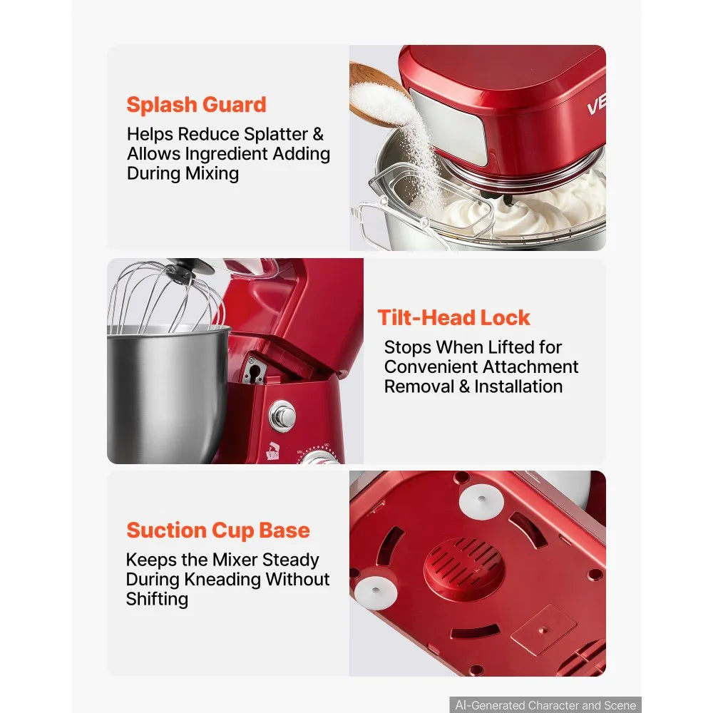 5.3 + 4.2 Qt Tilt-Head Stand Mixer – 400W Electric Kitchen Mixer with Stainless Steel Bowls