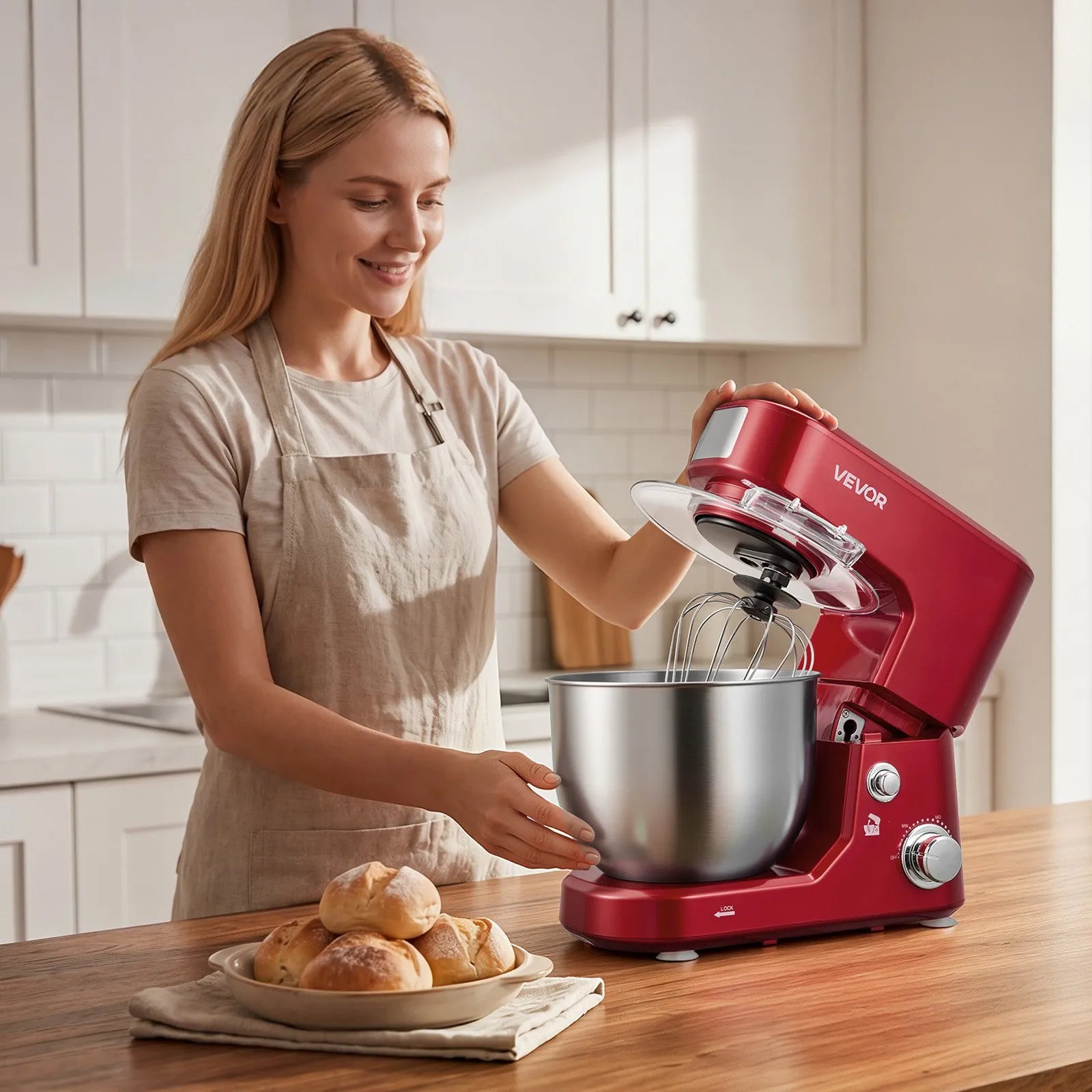 5.3 + 4.2 Qt Tilt-Head Stand Mixer – 400W Electric Kitchen Mixer with Stainless Steel Bowls