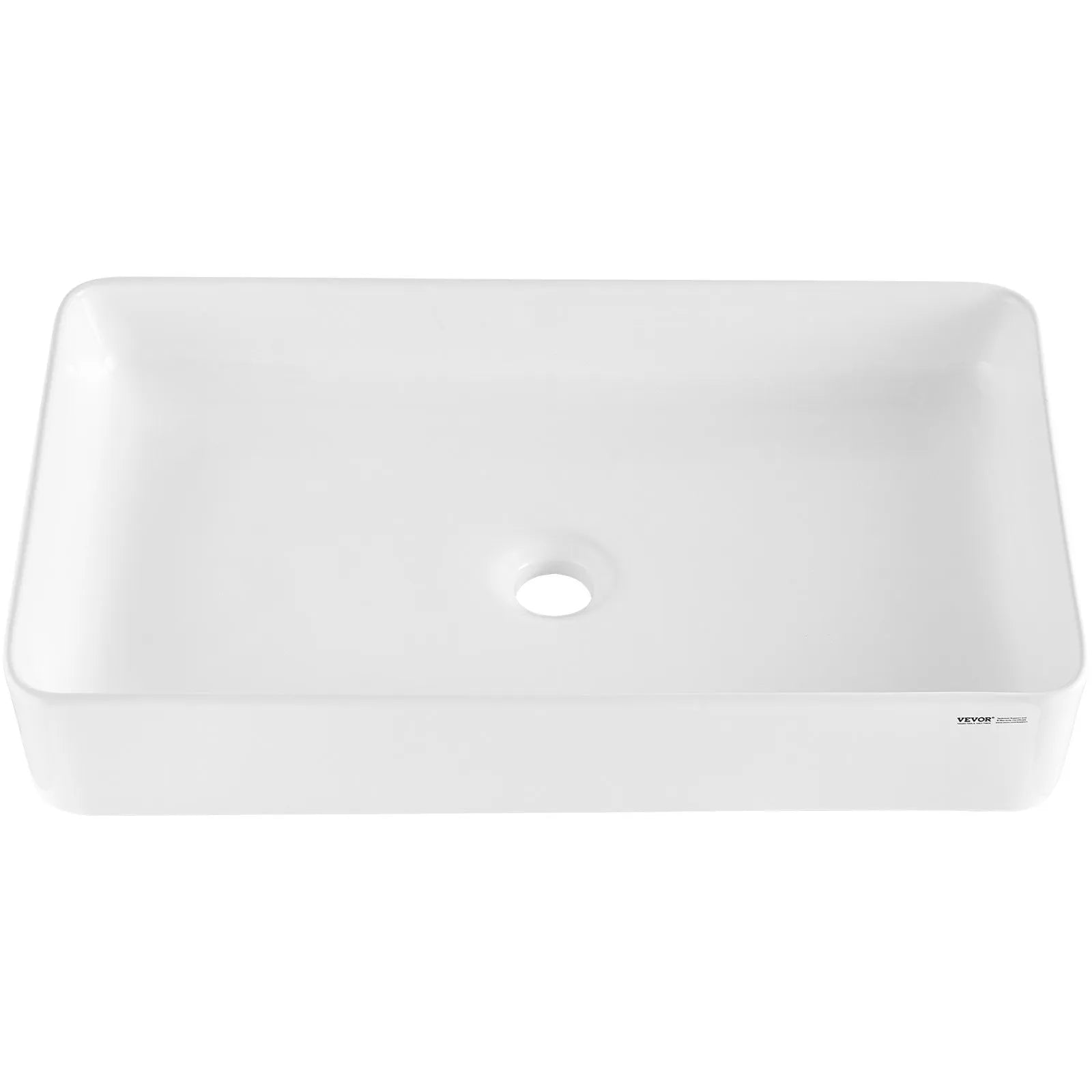 VEVOR Modern Ceramic Vessel Sink 24"x13.8" Bathroom Vanity Bowl Countertop White