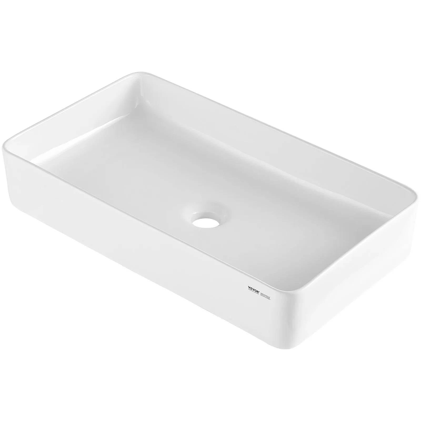 VEVOR Modern Ceramic Vessel Sink 24"x13.8" Bathroom Vanity Bowl Countertop White