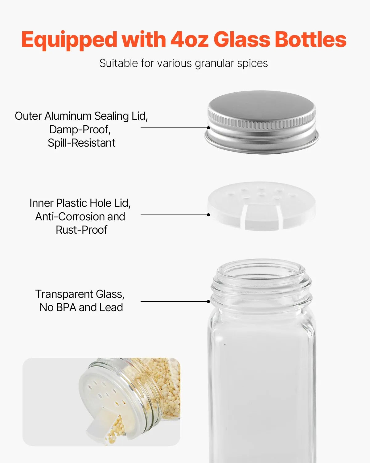 VEVOR Spice Rack Organizer for Cabinet Kitchen Seasoning Organizer 18x11 in