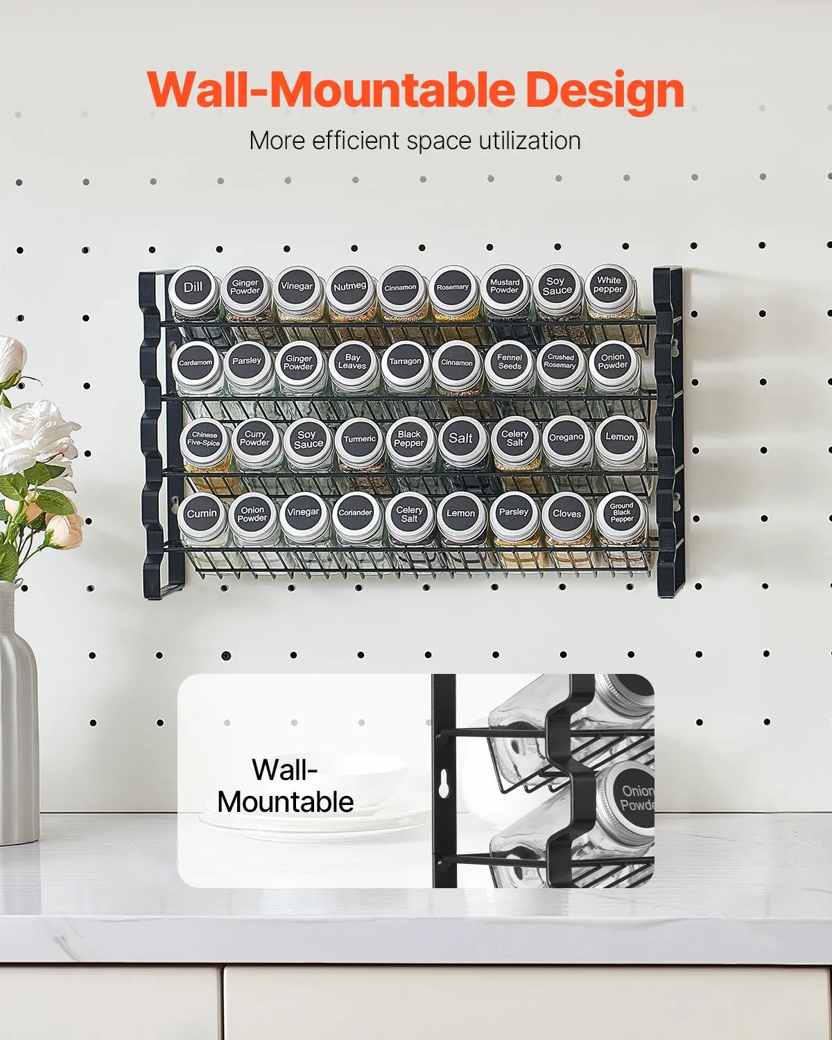 VEVOR Spice Rack Organizer for Cabinet Kitchen Seasoning Organizer 18x11 in