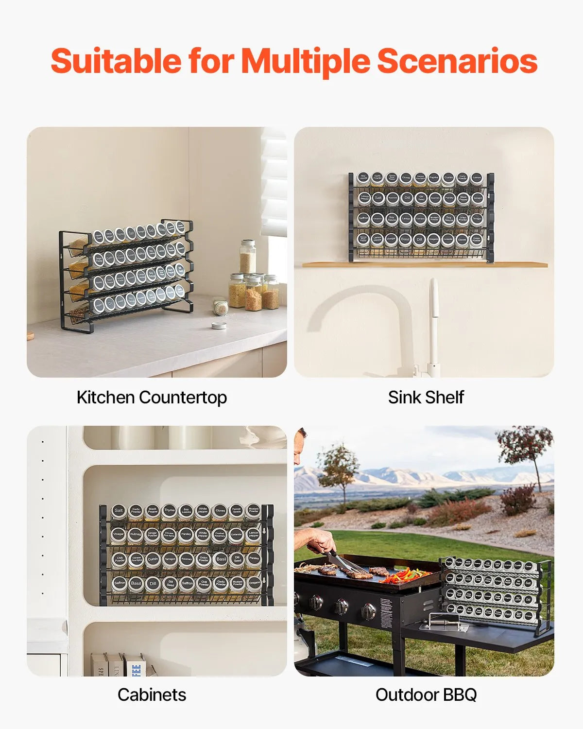 VEVOR Spice Rack Organizer for Cabinet Kitchen Seasoning Organizer 18x11 in