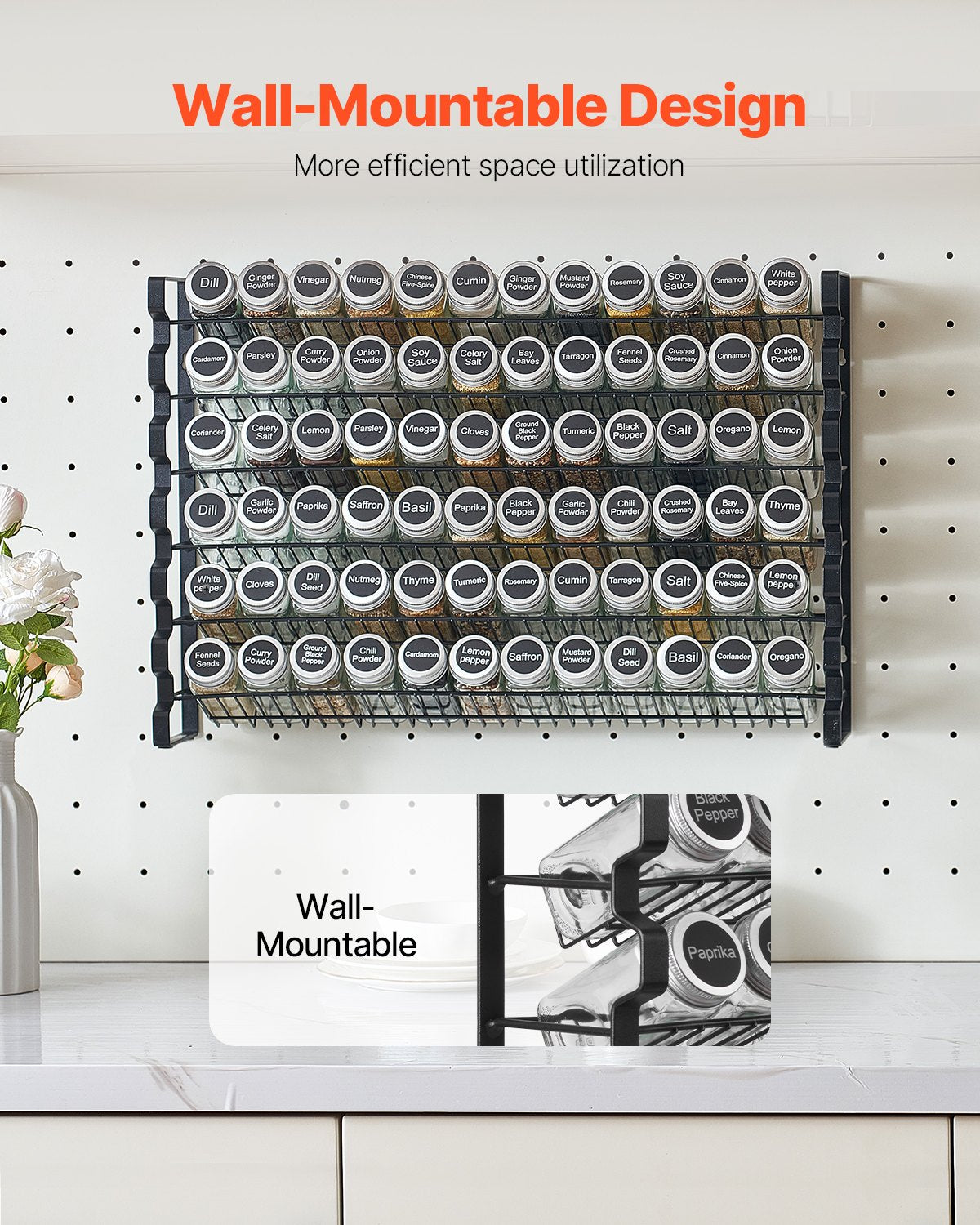 VEVOR Spice Rack Organizer for Cabinet Kitchen Seasoning Organizer 23x16 in