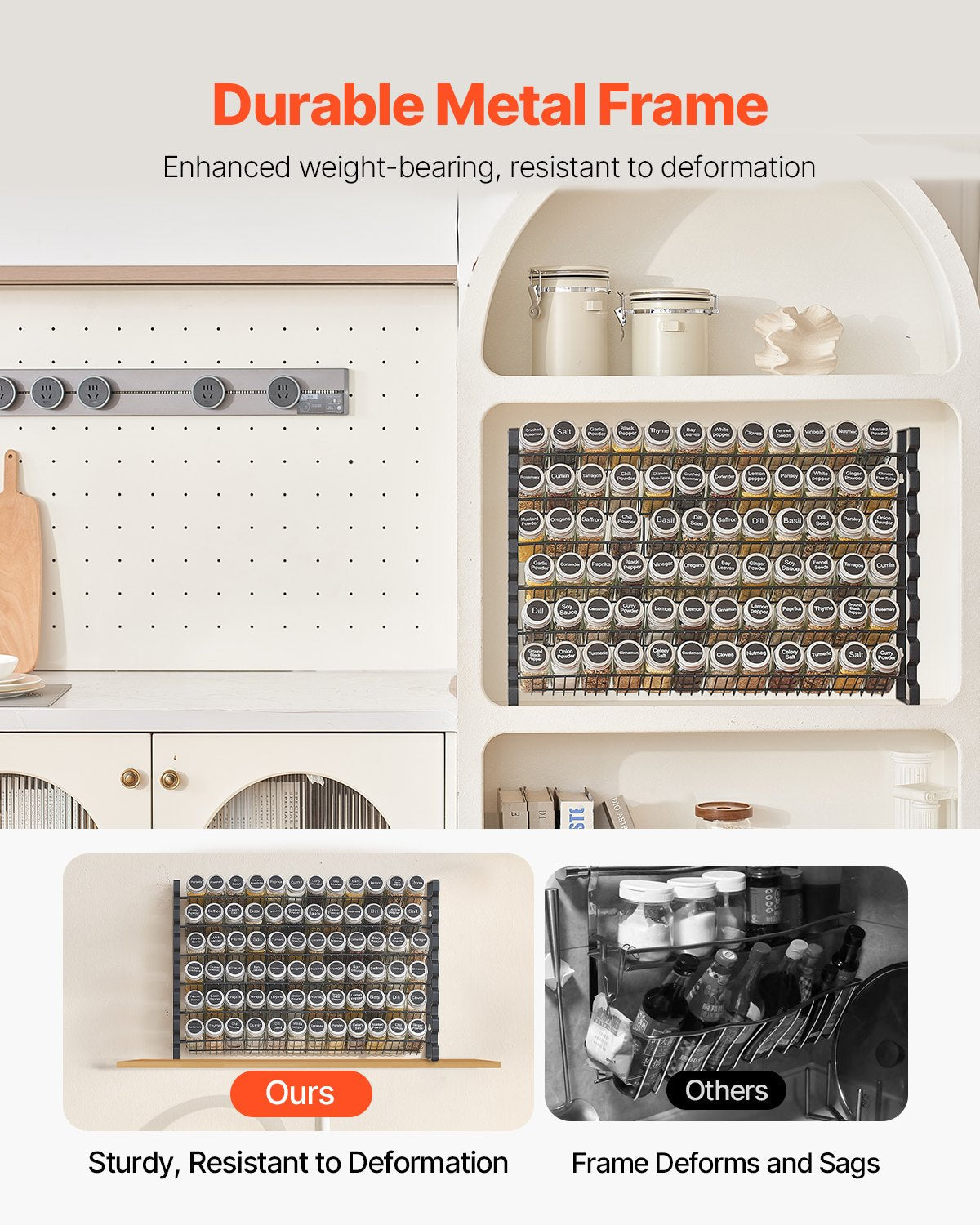 VEVOR Spice Rack Organizer for Cabinet Kitchen Seasoning Organizer 23x16 in