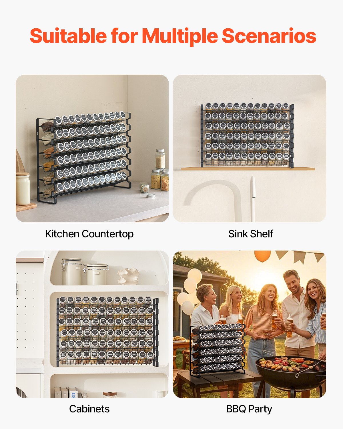 VEVOR Spice Rack Organizer for Cabinet Kitchen Seasoning Organizer 23x16 in