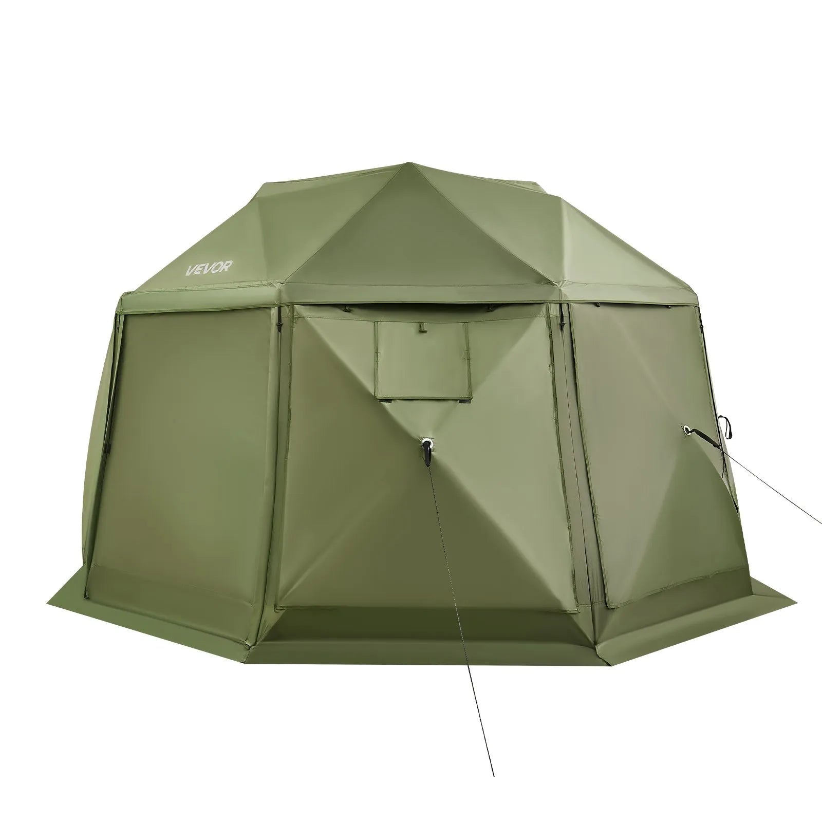 VEVOR Pop up Gazebo Screen Tent, 13 x 13 ft, 13-Sided Spherical Camping Canopy Tent with Removable Top & Carry Bag, Quick-Set & Bite-Proof, Screen House Sun Shelter for 10-12 Persons, Green
