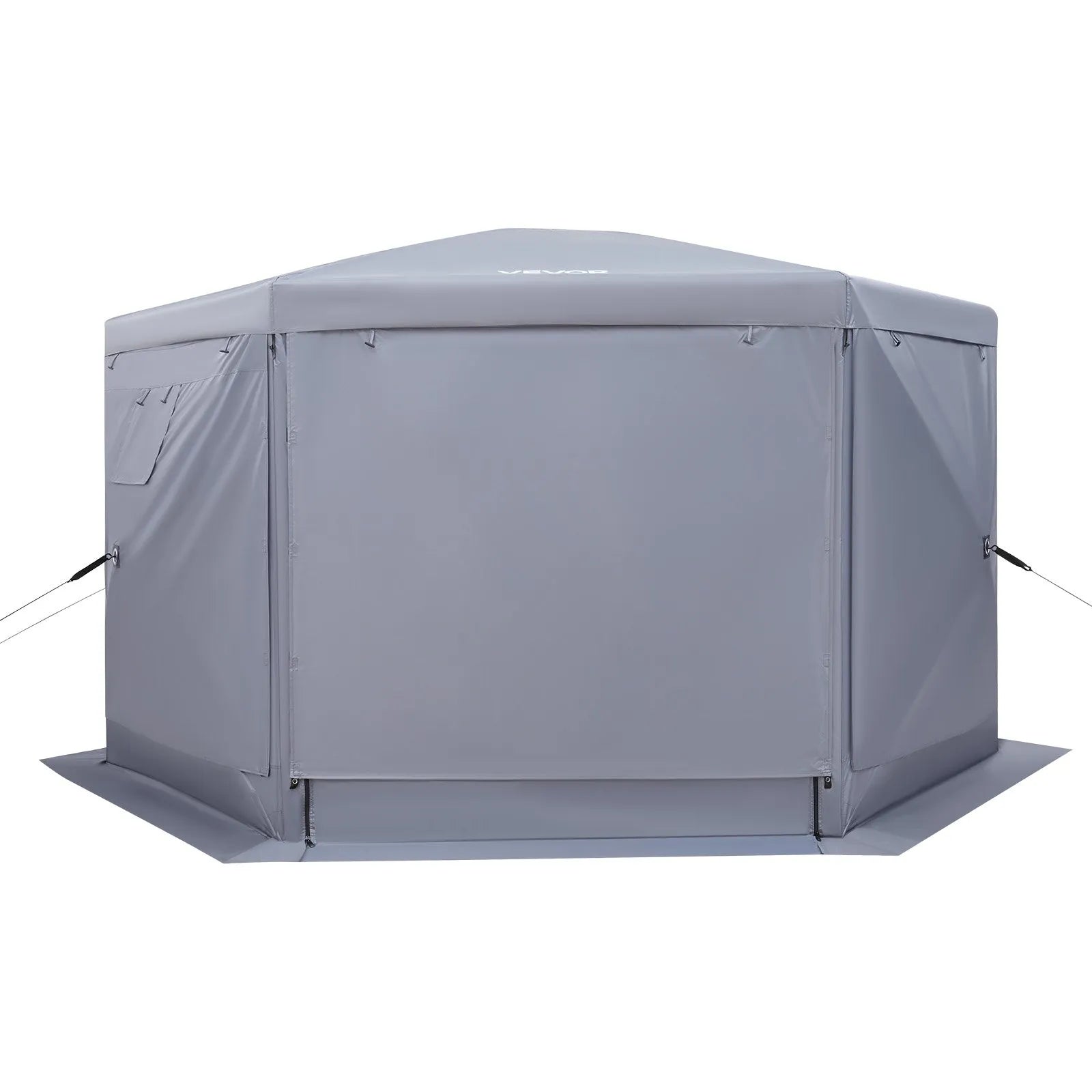 VEVOR Pop up Gazebo Screen Tent, 12 x 12 ft Large 6-Sided Camping Canopy Tent with Removable Top & Carry Bag, Quick-Set & Bite-Proof, Screen House Sun Shelter for 8-10 Persons Backyard Patio, Grey
