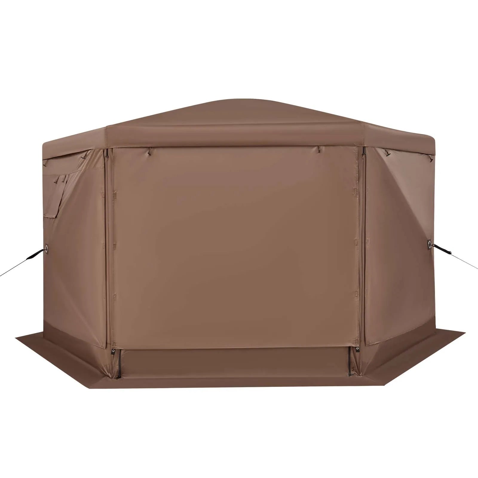 VEVOR Pop up Gazebo Screen Tent, 12 x 12 ft Large 6-Sided Camping Canopy Tent with Removable Top & Carry Bag, Quick-Set & Bite-Proof, Screen House Sun Shelter for 8-10 Persons Backyard Patio, Brown