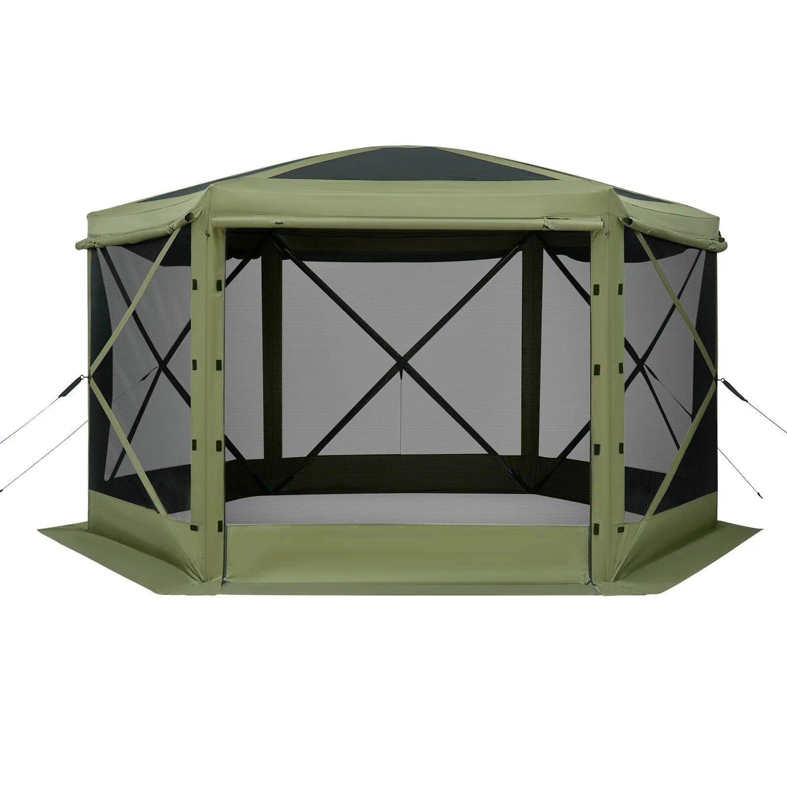 VEVOR Pop up Gazebo Screen Tent, 10 x 10 ft Large 6-Sided Camping Canopy Tent with Removable Top & Carry Bag, Quick-Set & Bite-Proof, Screen House Sun Shelter for 6-8 Persons Backyard Patio, Green