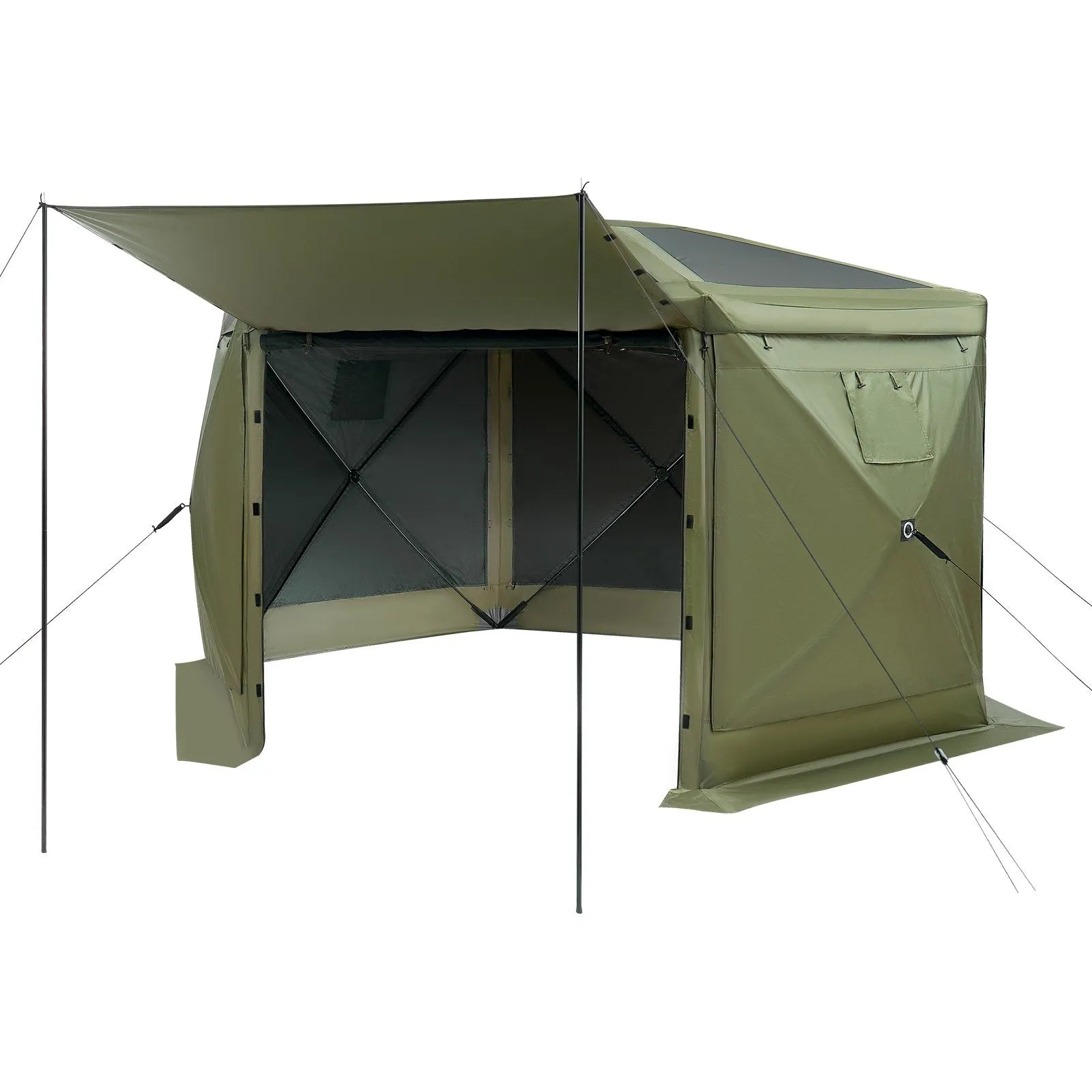VEVOR Pop up Gazebo Screen Tent, 10 x 10 ft Large 6-Sided Camping Canopy Tent with Removable Top & Carry Bag, Quick-Set & Bite-Proof, Screen House Sun Shelter for 6-8 Persons Backyard Patio, Green