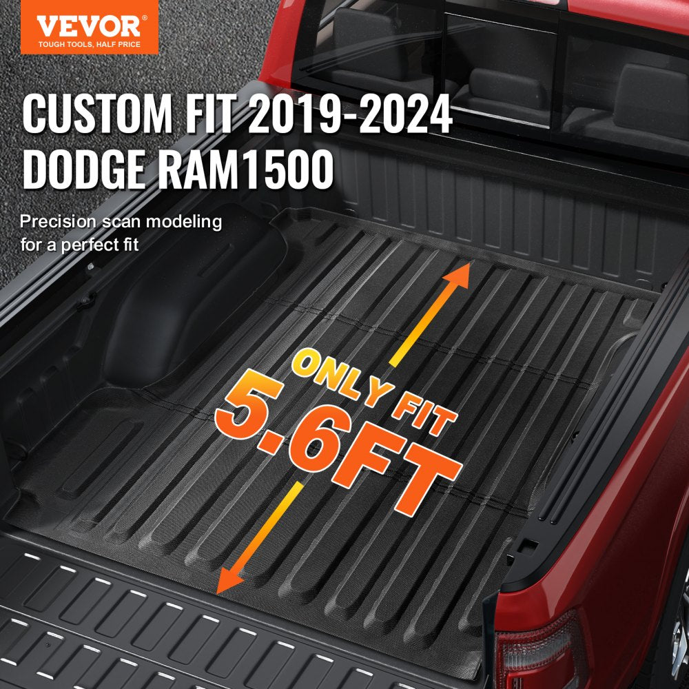 VEVOR Truck Bed Mat Fit 2019-2024 Dodge Ram1500 TPE Truck Bed Liner Accessories