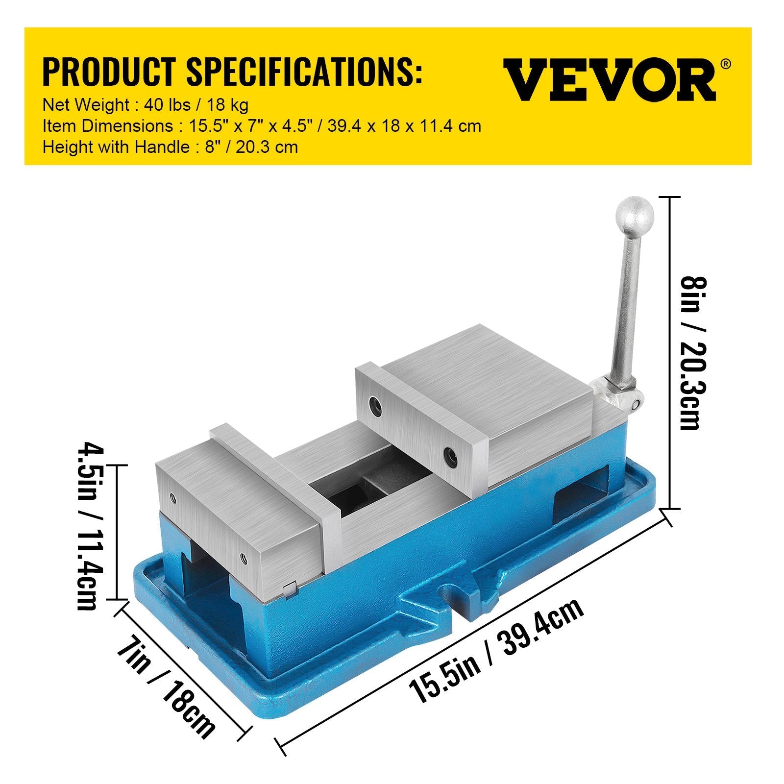 VEVOR 5 Inch ACCU Lock Down Vise Precision Milling Vice 5 Inch Jaw Width Drill Press Vise Milling Drilling Machine Bench Clamp Clamping Vice