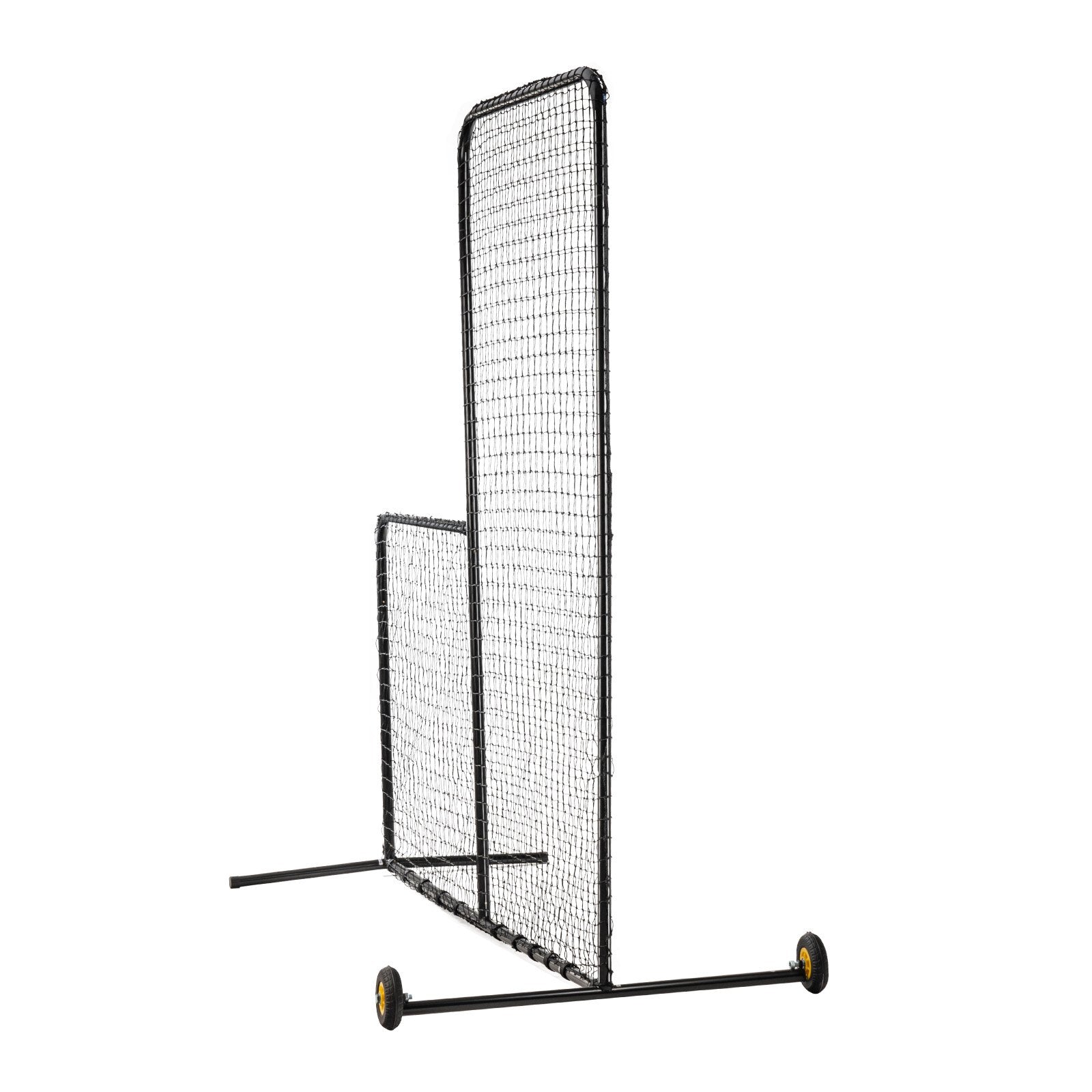 VEVOR L Screen Baseball for Batting Cage, 7x7 ft Softball Safety Screen, Body Protector Portable Batting Screen with Carry Bag, Wheels, Ground Stakes, Heavy Duty Pitching Net for Pitchers Protection