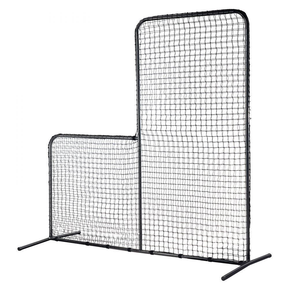 VEVOR L Screen Baseball for Batting Cage, 7x7 ft Baseball Softball Safety Screen, Body Protector Portable Batting Screen with Carry Bag & Ground Stakes, Heavy Duty Pitching Net for Pitchers Protection
