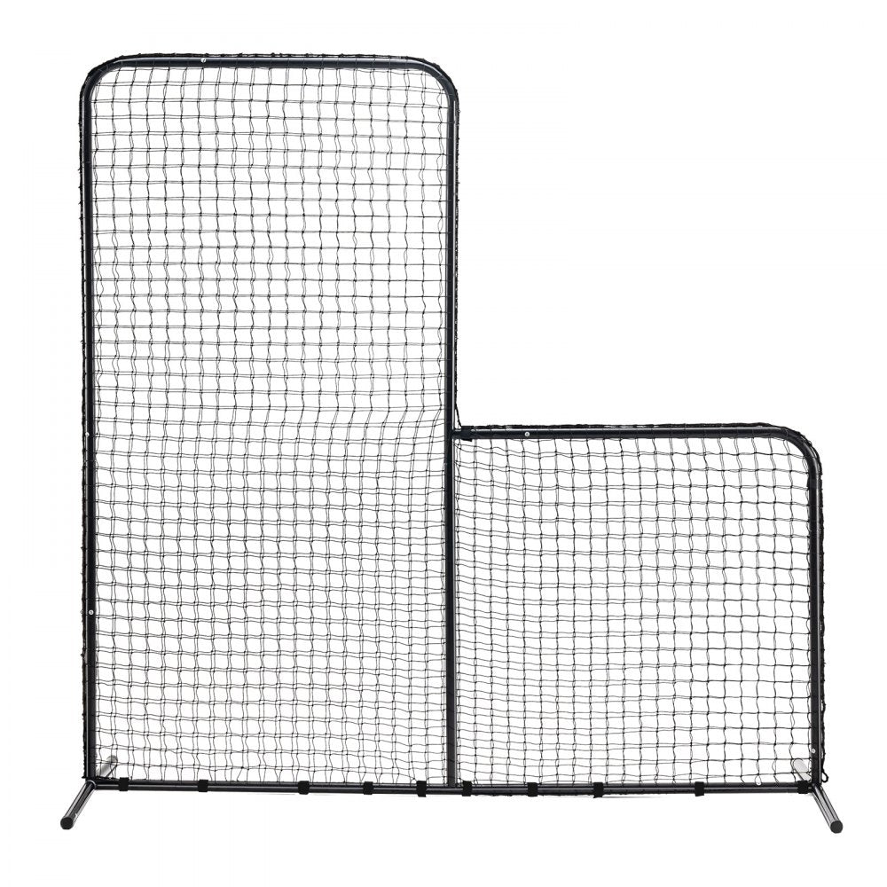 VEVOR L Screen Baseball for Batting Cage, 7x7 ft Baseball Softball Safety Screen, Body Protector Portable Batting Screen with Carry Bag & Ground Stakes, Heavy Duty Pitching Net for Pitchers Protection