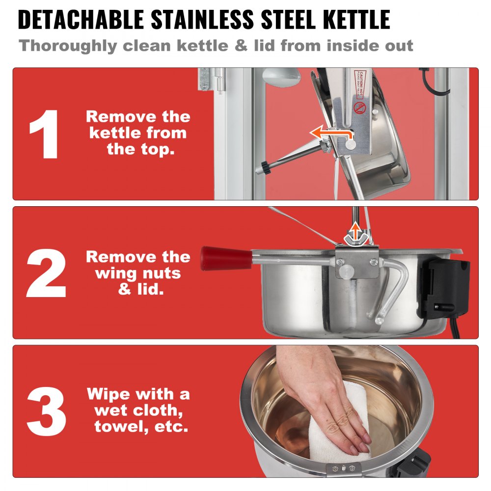 VEVOR Commercial Popcorn Machine, 8 Oz Kettle, 850 W Countertop Popcorn Maker for 48 Cups per Batch, Theater Style Popper with 3-Switch Control Steel Frame Tempered Glass Doors 1 Scoop 2 Spoons, Red