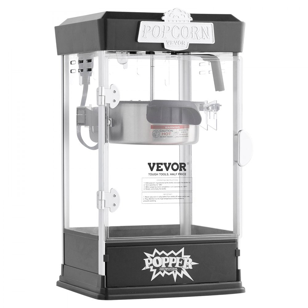 VEVOR Popcorn Popper Machine Tabletop Popcorn Maker 480W 4 Oz Black