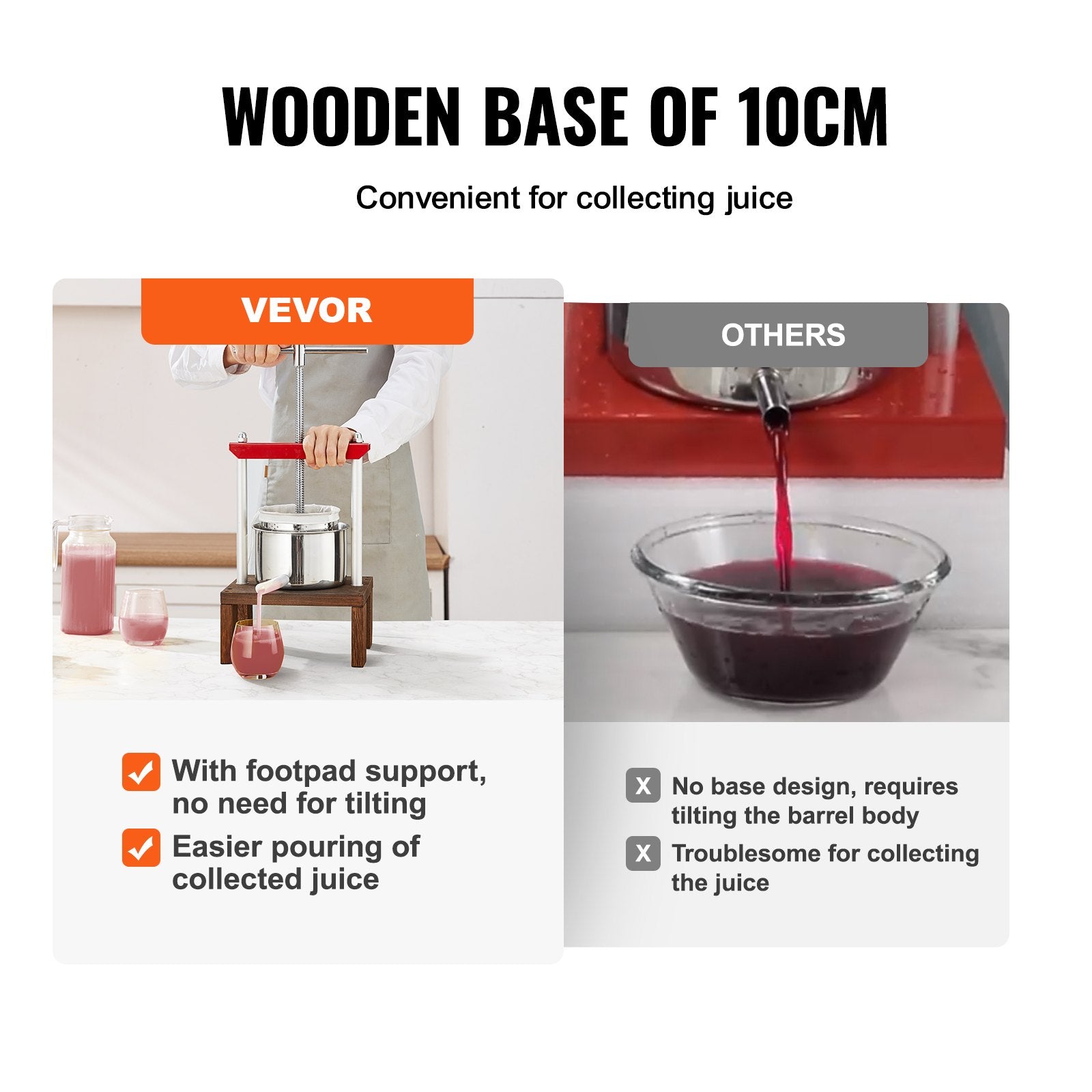 VEVOR Fruit Wine Press, 0.53 Gallon/2L, 2 Stainless Steel Barrels, Manual Juice Maker, Cider Apple Grape Tincture Vegetables Honey Olive Oil Making Press with T-Handle & Stable Base for Kitchen, Home